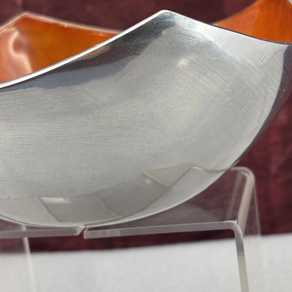 Orange Hand.‎ Painted Swirl Enamel Shiney Aluminum Decorative Bowl Made in India